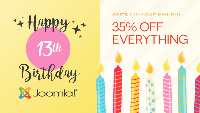 13 Joomla! Years Anniversary Promotion